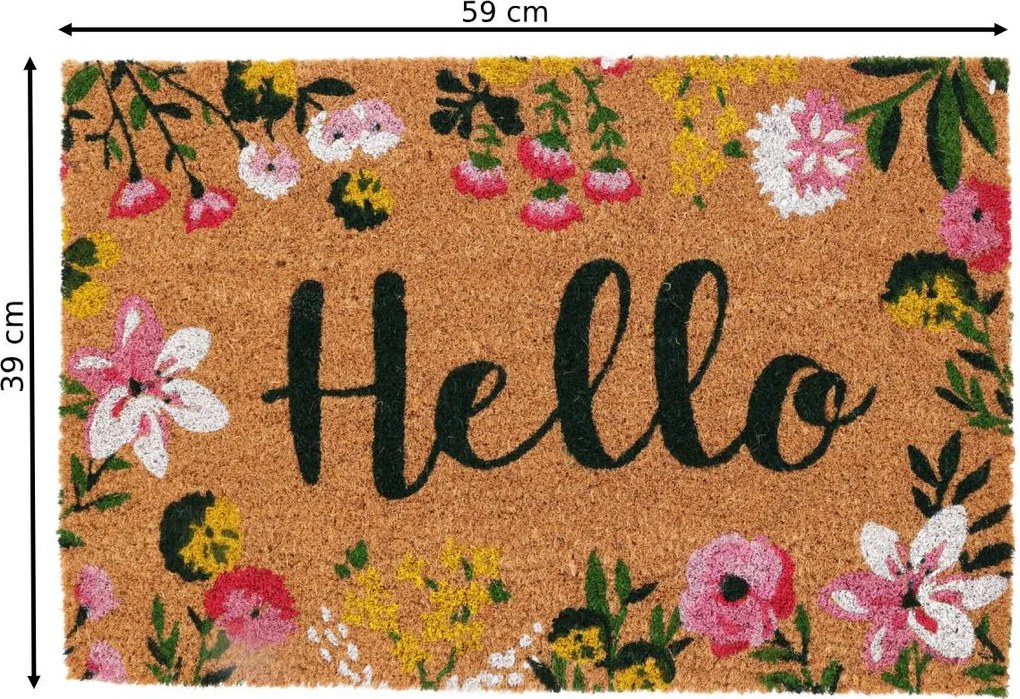 Vonkajšia rohožka Hello Flowers, 60x40 cm