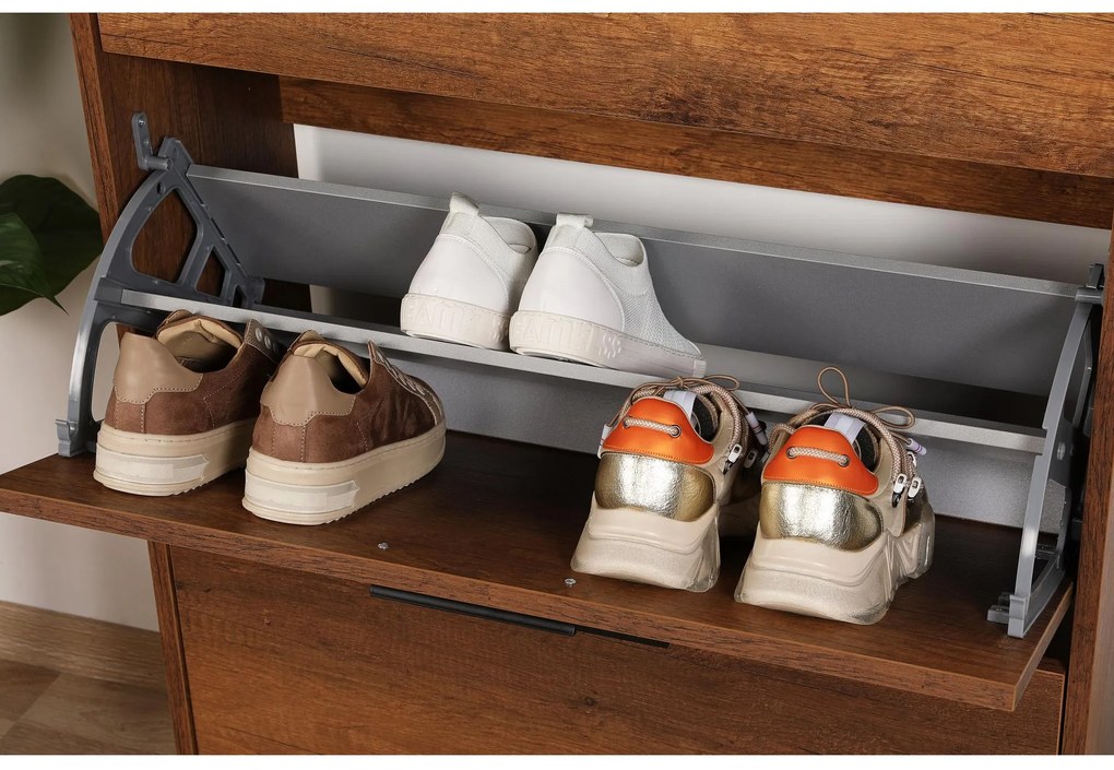 Botník (skrinka na topánky) Butoti 6 (orech oslo). Akcia -19%. Vlastná spoľahlivá doprava až k Vám domov. 1094668