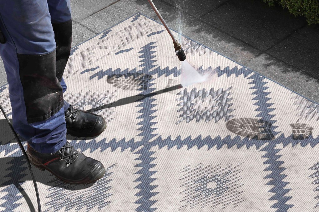 NORTHRUGS - Hanse Home koberce Kusový koberec Twin Supreme 103430 Malibu blue creme – na von aj na doma - 120x170 cm