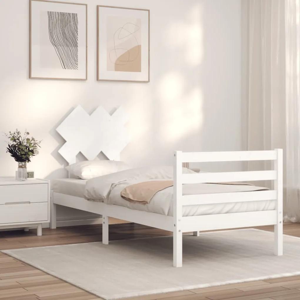 Rám postele s čelom biely 3FT jednolôžko masívne drevo 3195252