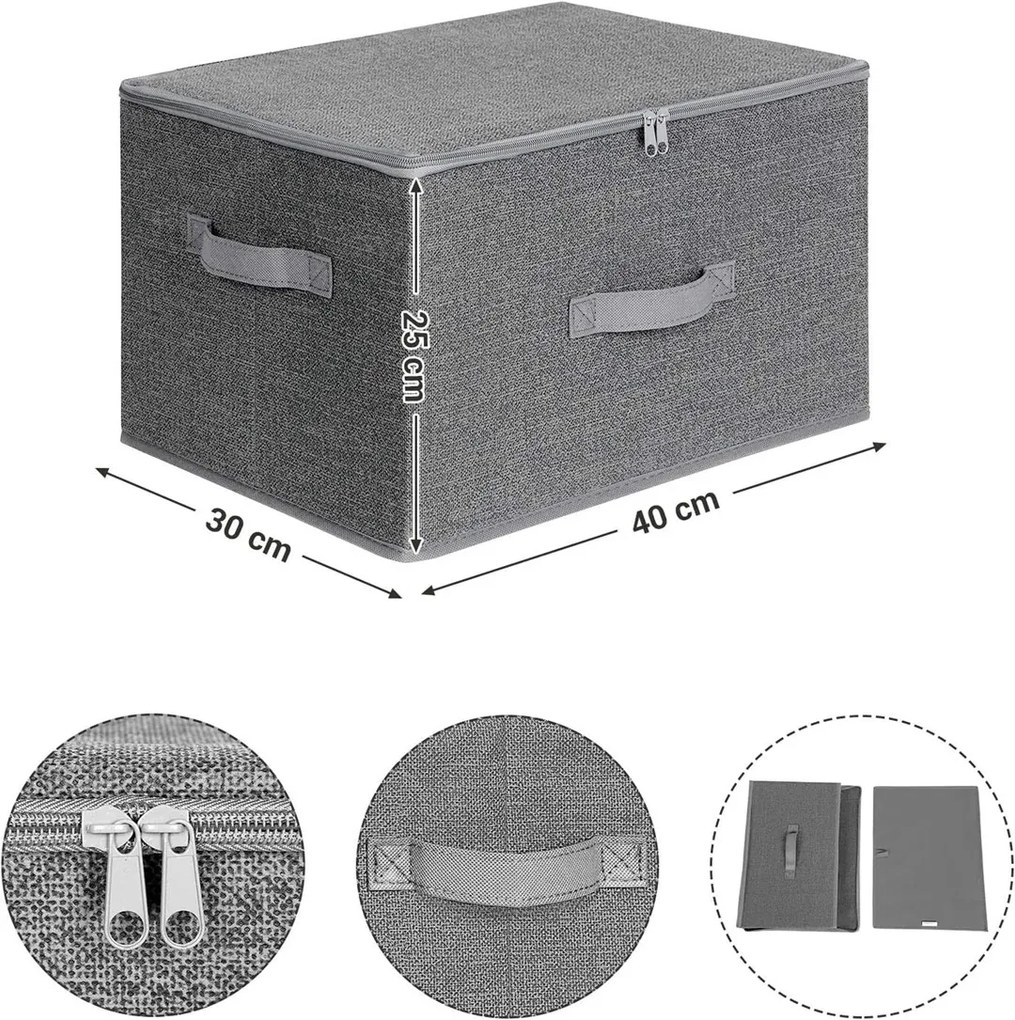 Úložný box Easy, sada 3ks, 30x25x40 cm, šedá