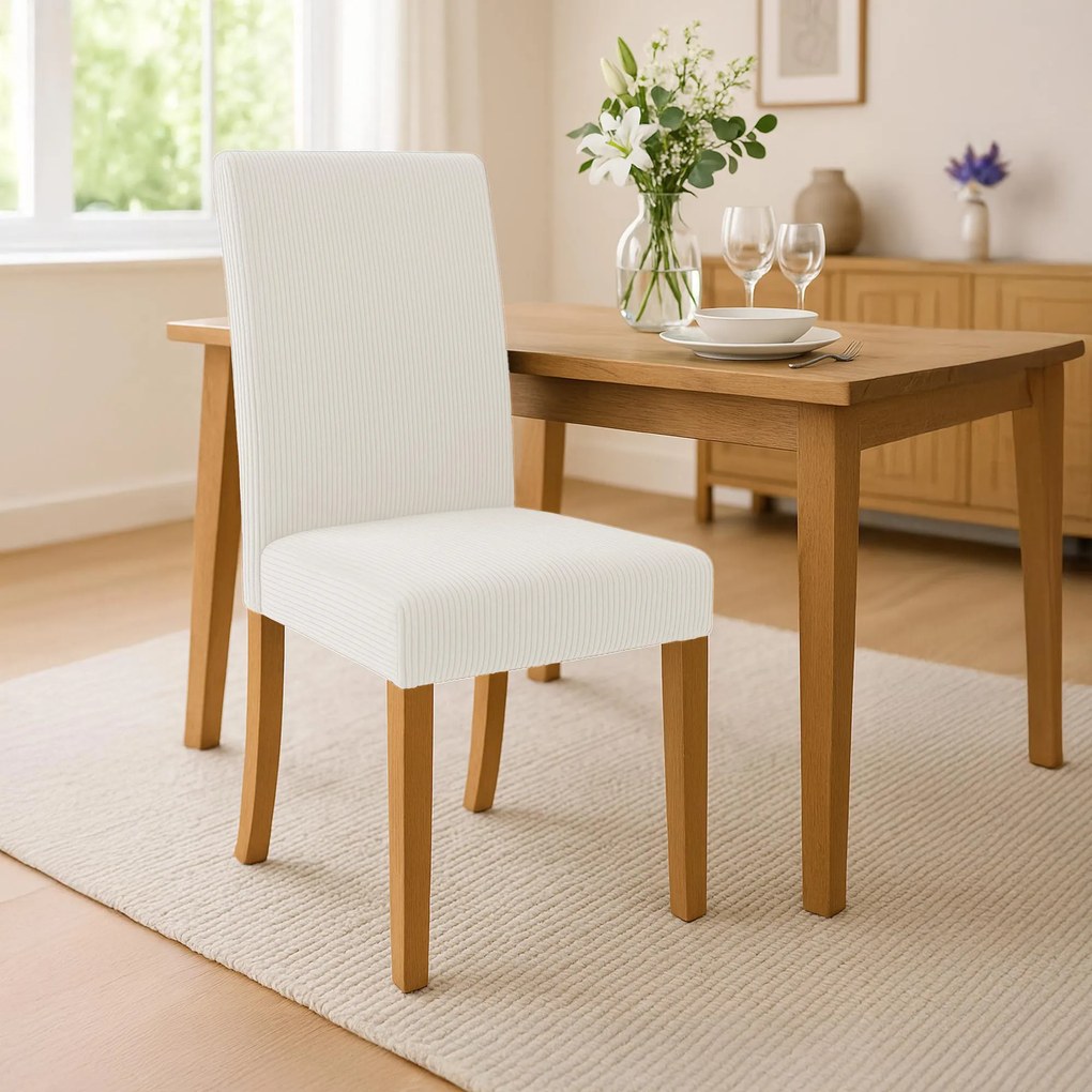 Sada 2 ks jedálenských stoličiek Ina látka cord, antik svetlá - krémová