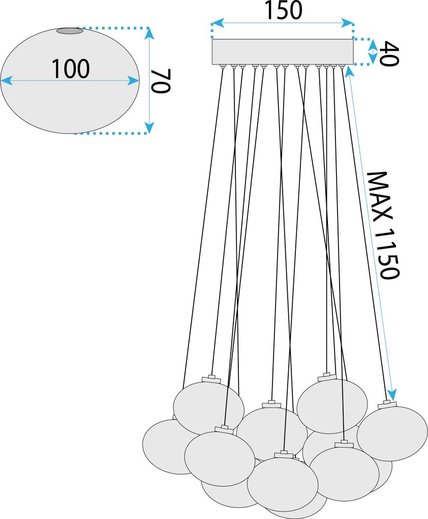 Toolight Toolight, závesné svietidlo 13xG9, MS025-13CP, chrómová, OSW-09640