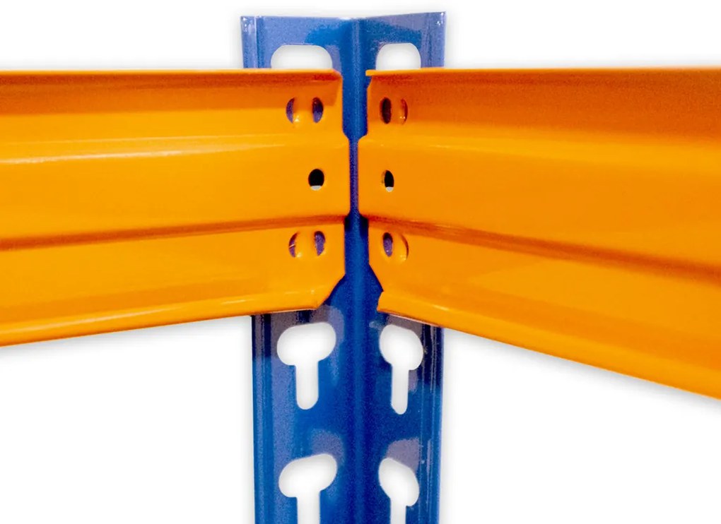 Fistar Regál 1680x1600x700 mm, PROFESIONÁLNY, lakovaný 4-policový, nosnosť 1600 kg - MODRO-ORANŽOVÝ