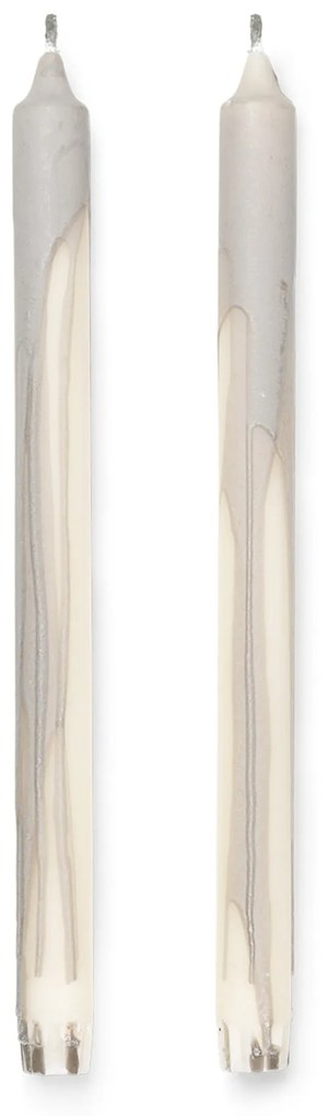 ferm LIVING Kónická sviečka DRYP 30 cm, sada 2 ks, teple šedá