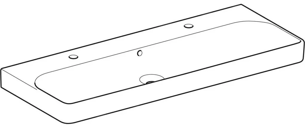 Geberit Smyle Square, dvojumývadlo 1200x480 mm s prepadom, 2 otvory na batérie, biela, GEB-500.253.01.1