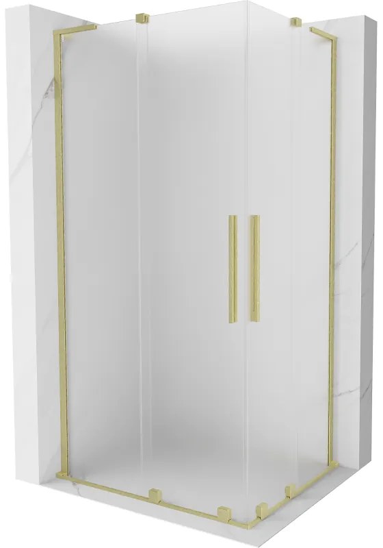 Mexen Velar L Duo, sprchový kút s posuvnými dverami 90 x 80 cm, 8mm sklo námraza, zlatá matná, 871-090-080-02-33-55