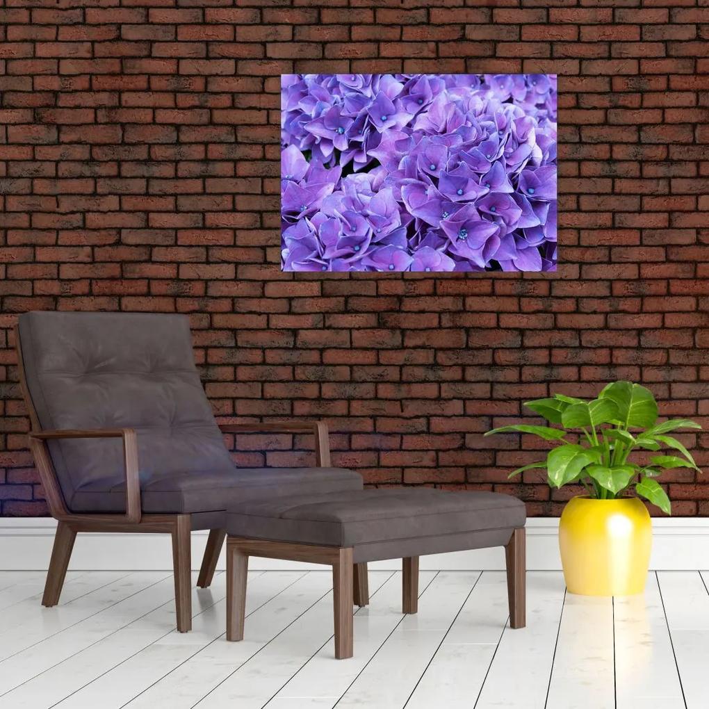 Sklenený obraz fialových kvetov (70x50 cm)