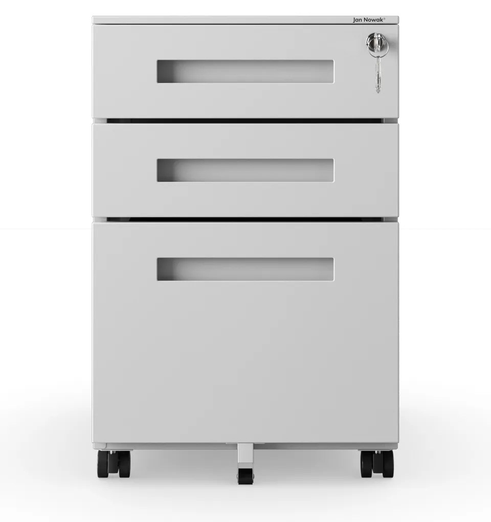Kovový kontajner pod stôl KATE 390 x 600 x 500 mm, sivý