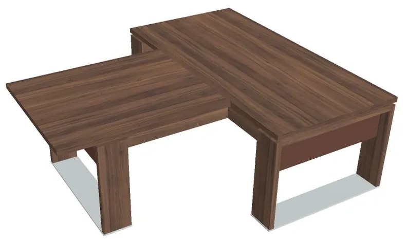Stôl Verno+ S 200 x 220 cm s rokovacím prvkom, orech / hnedá