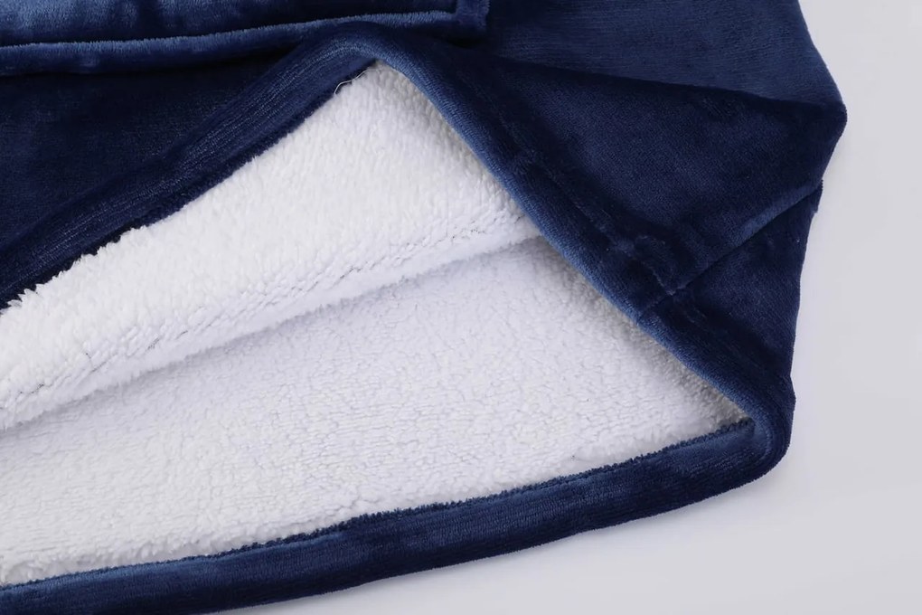 Deka s rukávmi HOODIE námornícka modrá