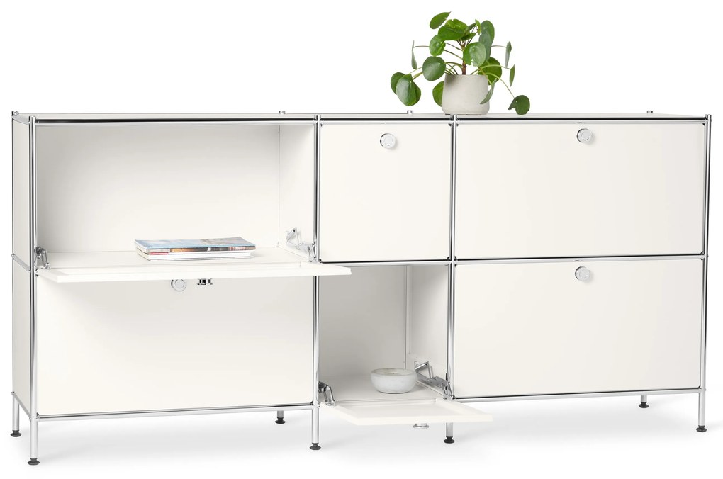 Veľká kovová odkladacia skrinka »CN3« so 6 výklopnými priehradkami, biela