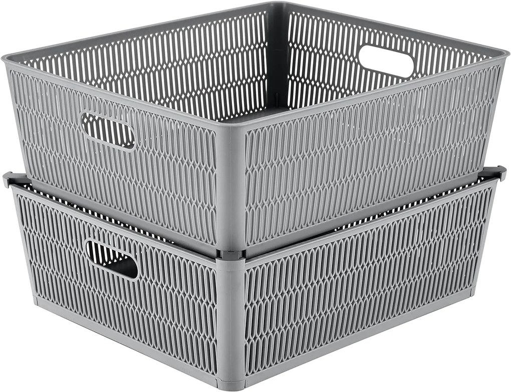 Orion XL - Univerzálny košík NESTA, výsuvné klapky na stohovanie, sivý, 38 x 33 x 13 cm