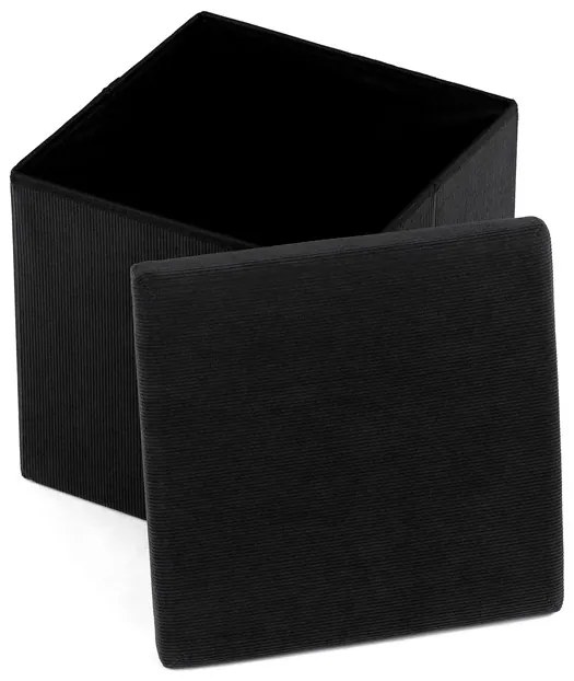 Autronic BONTEC Taburet s úložným priestorom, čierna, menčestrová látka, TAB-471 BK6 Farba: Čierna