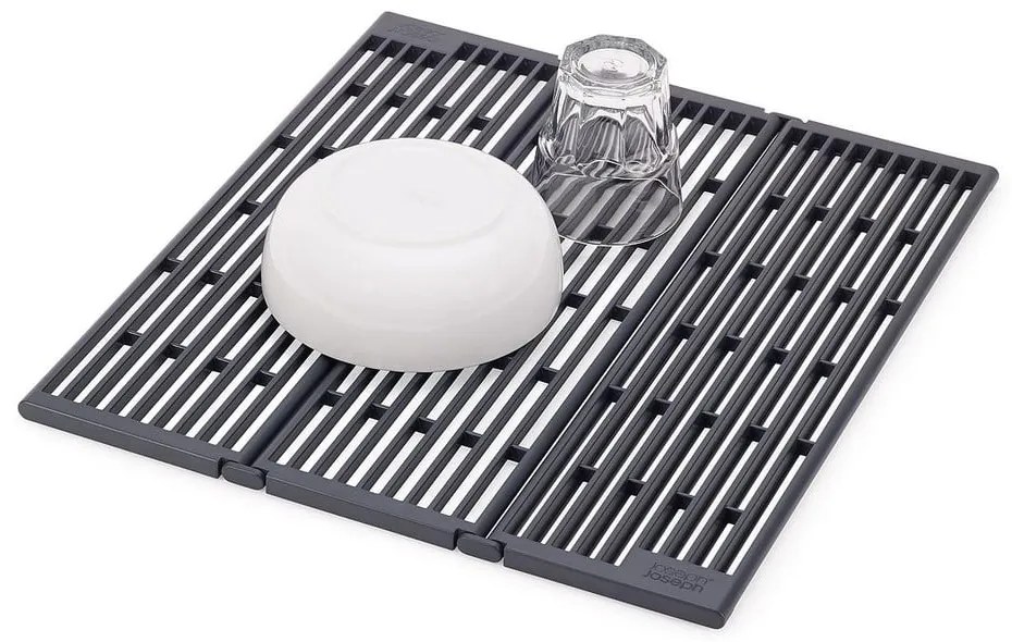 Sivá nastaviteľná plastová odkvapkávacia mriežka na drez 43x13 cm Platform – Joseph Joseph