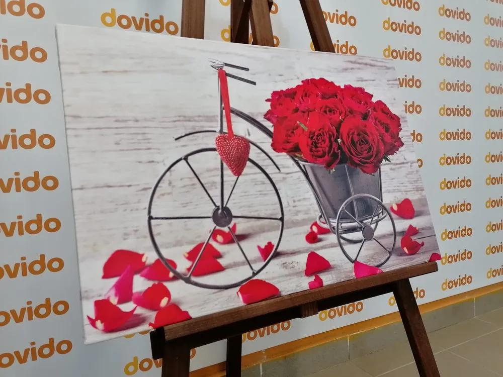 Obraz bicykel plný ruží
