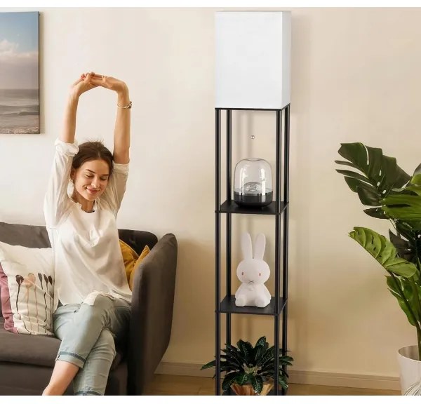 Stojacia lampa s policami 1xE27/40W/230V čierna/biela