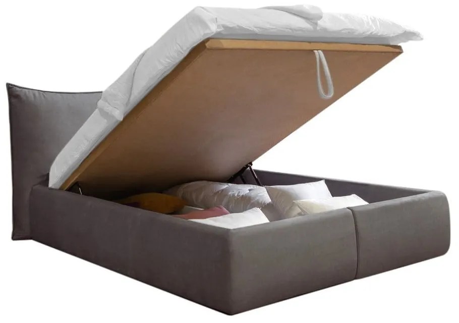 Tmavosivá zamatová čalúnená dvojlôžková posteľ s úložným priestorom s roštom 160x200 cm Jade - Bobochic Paris