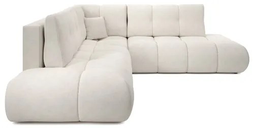 Rozkladacia rohová čalúnená sedacia súprava ALMADA do tvaru L s úložným priestorom, ľavé prevedenie, béžová