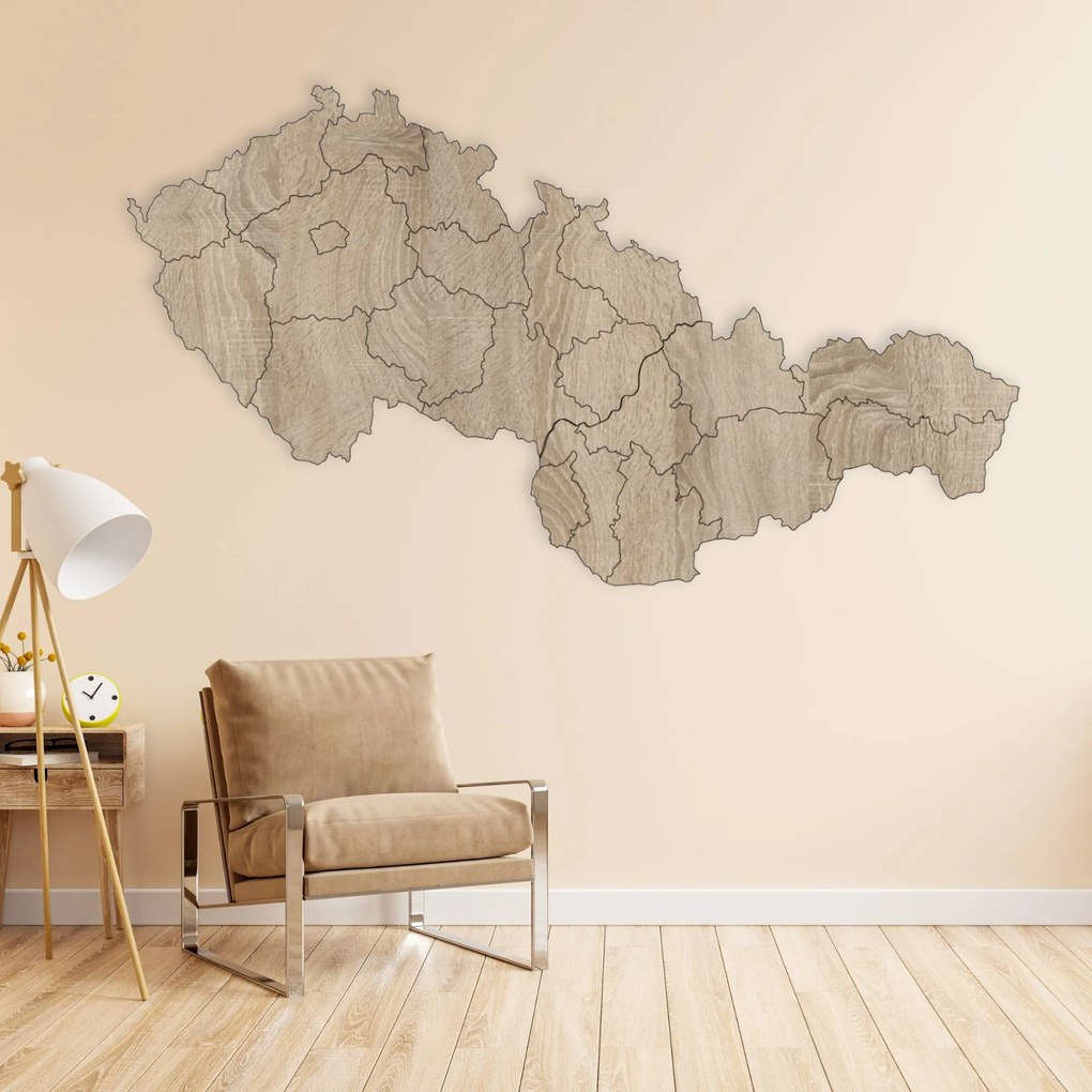 Drevená mapa Československej republiky - Zemepis: HDF - Orech 40 x 23 cm 4403-84131 HDF-M011
