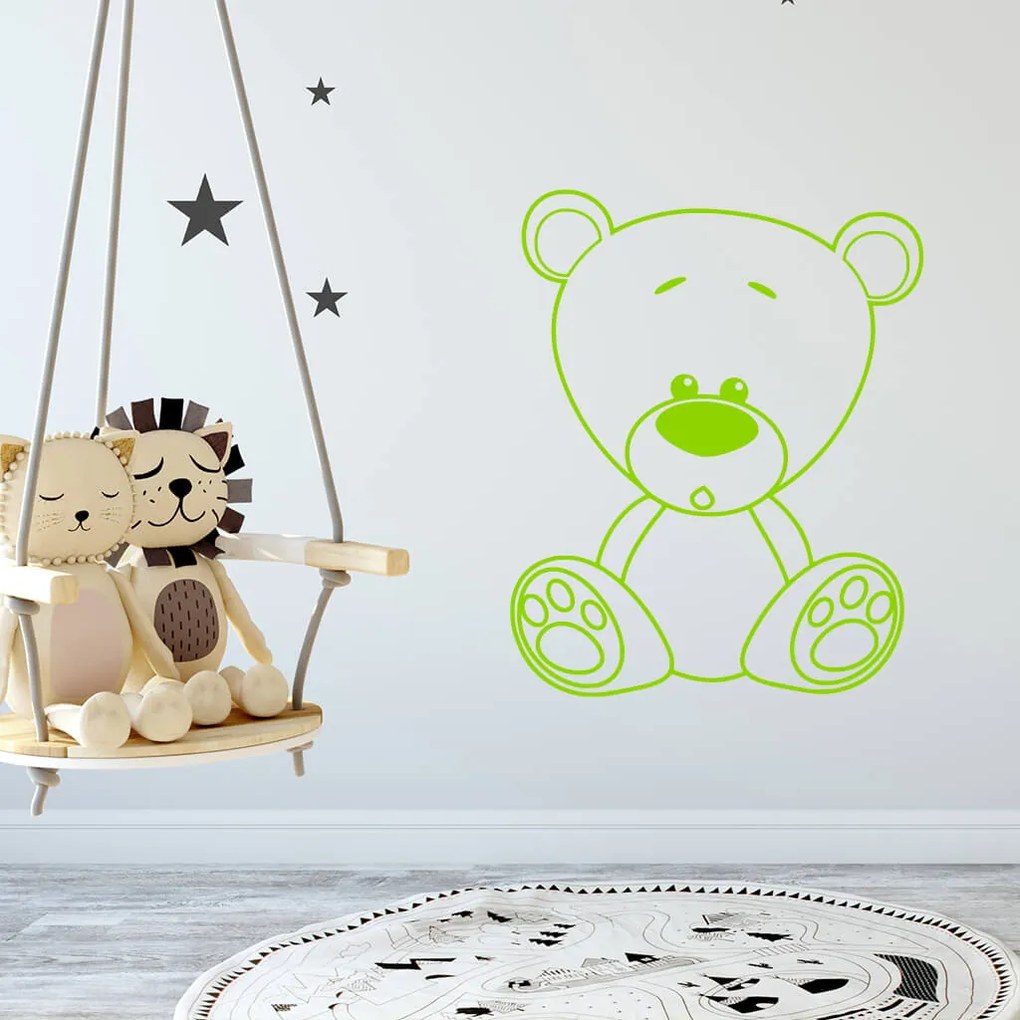Veselá Stena Samolepka Macko Farba: oranžová, Veľkosť: 80 x 65 cm