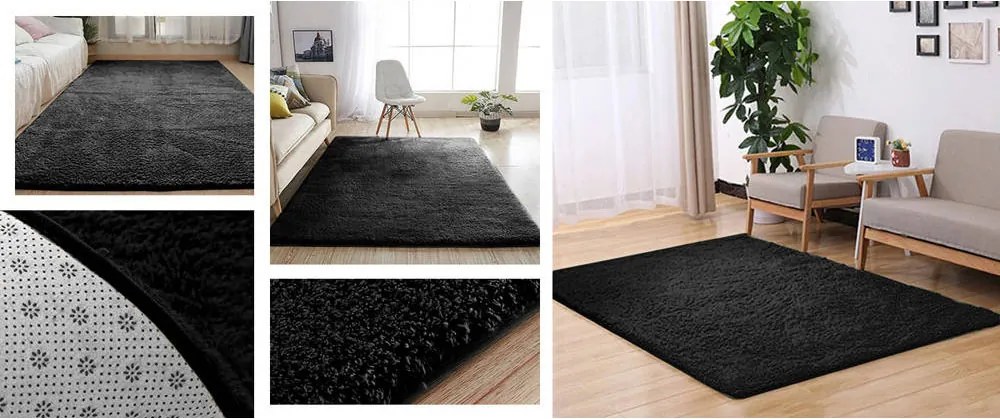 TZ Čierny obdĺžnikový koberec Alpaka Rozmer: 200x290 cm