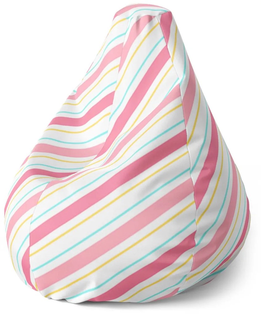 Sablio Sedací vak Pear Štvorfarebné pruhy - 70 x 95 x 15 cm
