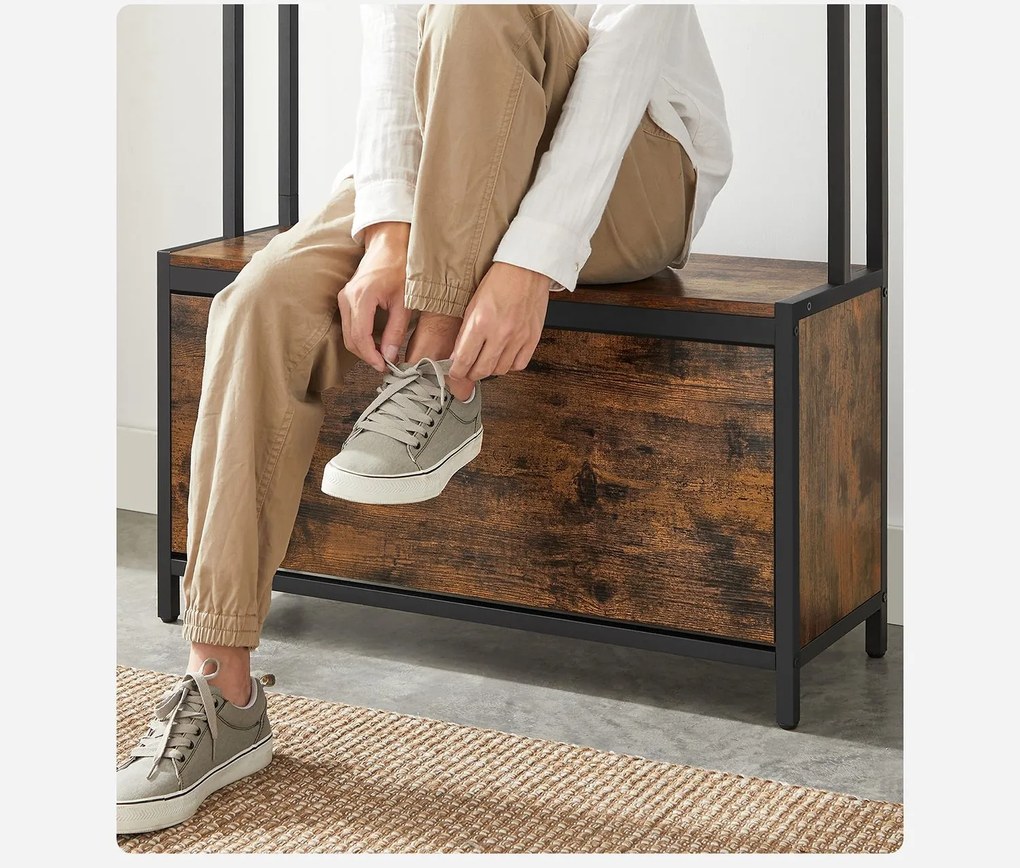 Predsieňový vešiak s botníkom Vasagle Gregor hnedo-čierny