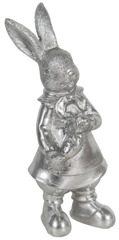 Veľkonočné dekorácie králika v striebornom prevedení métallique - 12 * 11 * 22 cm