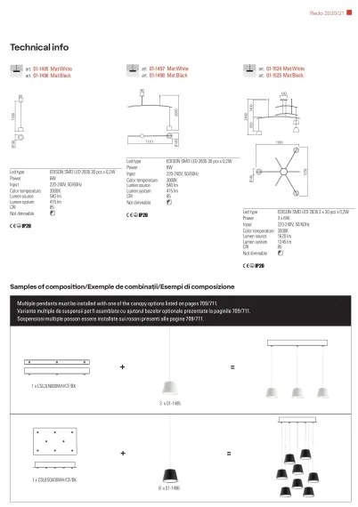 Redo 01-1495 - LED závesný luster na lankách LOLLI LED/6W/230V priemer 14 cm biela