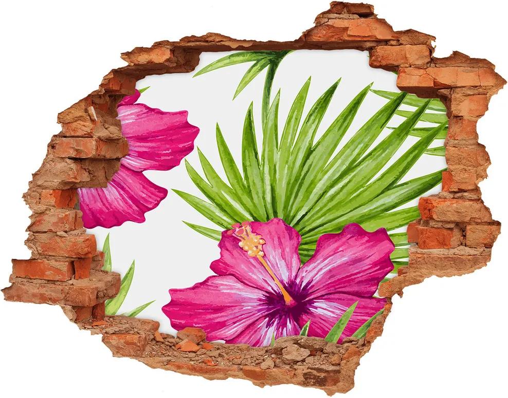 27D diera na stenu Hawajské kvety WallHole-cegla-90x70-91341582