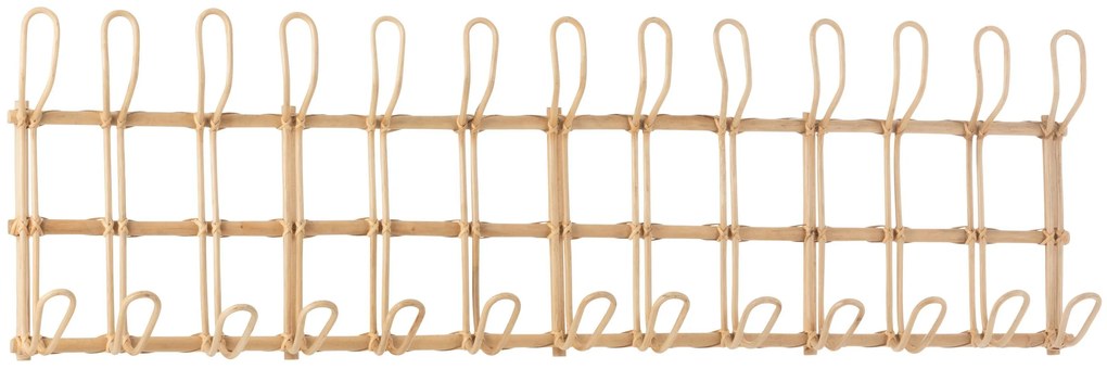 Prírodný ratanový nástenný vešiak s 12-timi háčikmi Ellen - 110*29cm