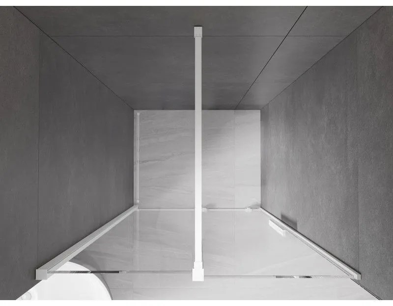Mexen Velar, posuvné dvere do otvoru 110x200 cm, 8mm číre sklo, biely profil, 871-110-000-01-20