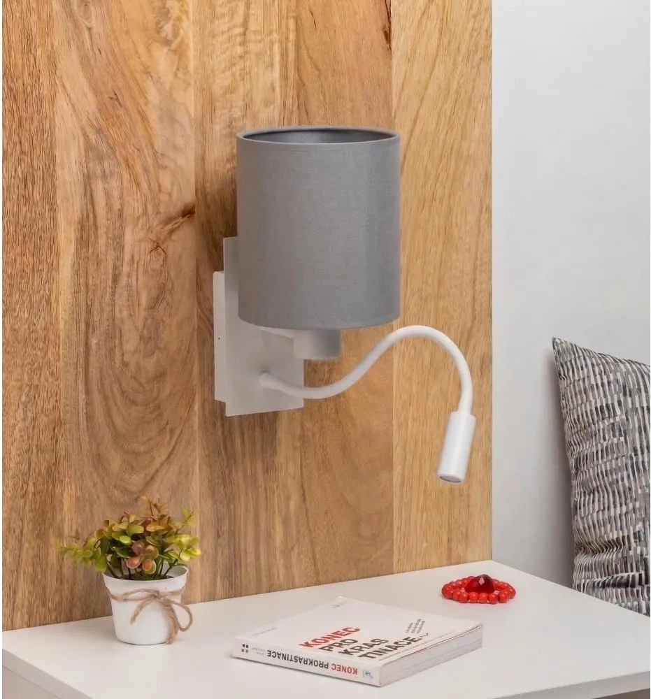 Brilagi -LED flexibilná nástenná lampa NUBILA 1xE27/25W/230V + LED/3W biela/svetlosivá