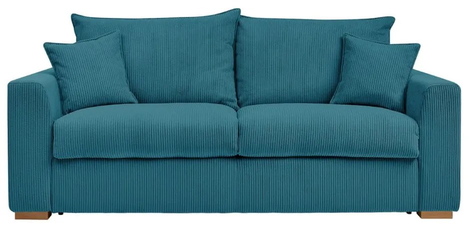 Modrá menčestrová rozkladacia pohovka 225 cm Augustin – Bobochic Paris