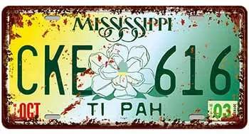 Ceduľa značka Mississippi