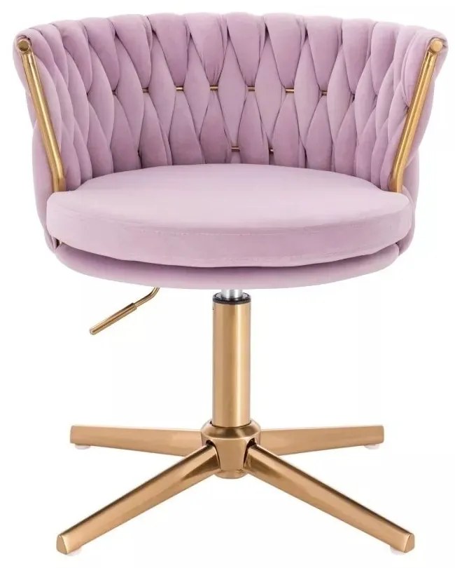 LuxuryForm DESIGN Stolička LYON VELUR na zlatom kríži - levanduľa