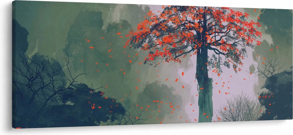 Obraz osamoteného červeného stromu (120x50 cm)