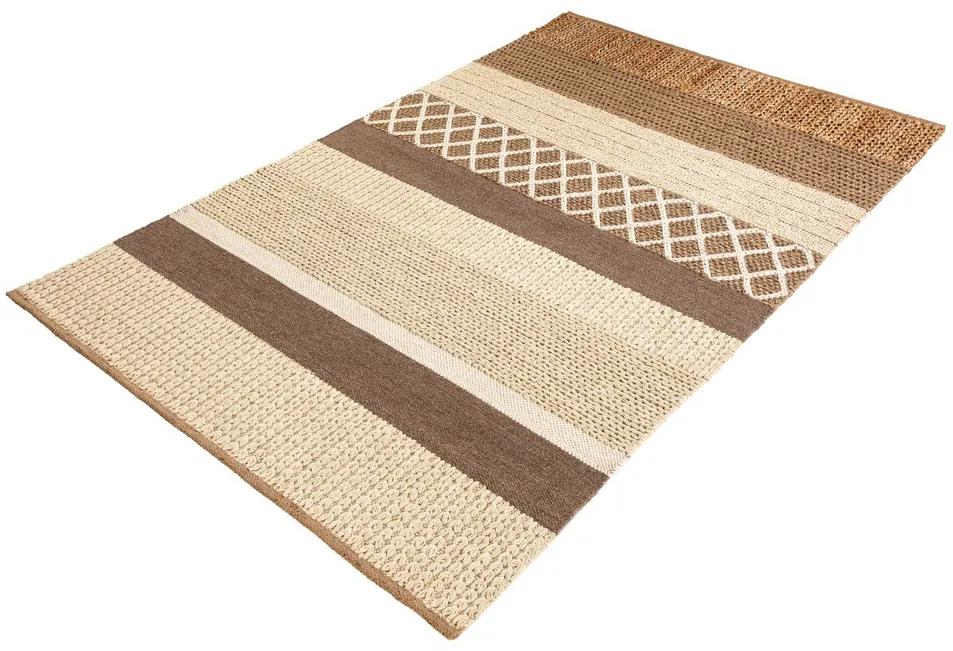 Dizajnový koberec Panay 230 x 160 cm hnedý - konope a vlna