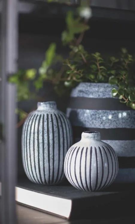 Sklenená mini váza SENWE, oval, grey