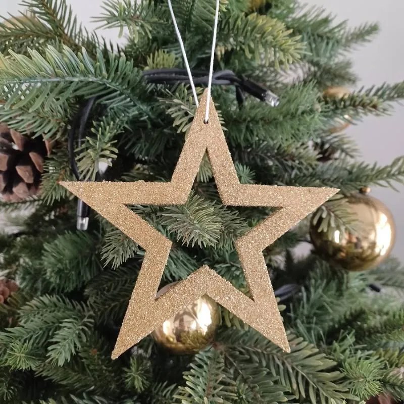 DECOLED Zlatá hvězda, dutá, 15 cm