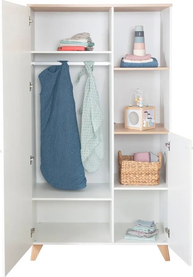 Biela detská šatníková skriňa v dekore duba 52x180x180 cm Léon – Roba