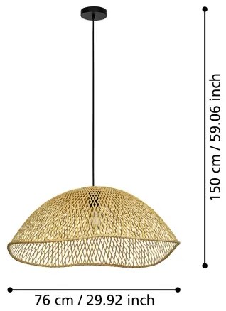 Eglo 390236 - Luster na lanku SAMBUCONA 1xE27/40W/230V pr. 72 cm bambus