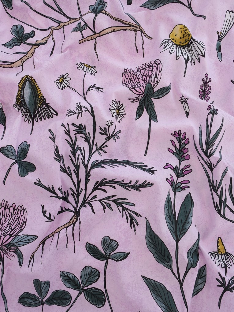Bavlnená obliečka na vankúš Renforcé 70 × 90 cm – Herbár púdrový