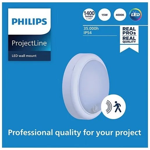 Philips - LED Nástenné svietidlo so senzorom PROJECTLINE LED/15W/230V IP54