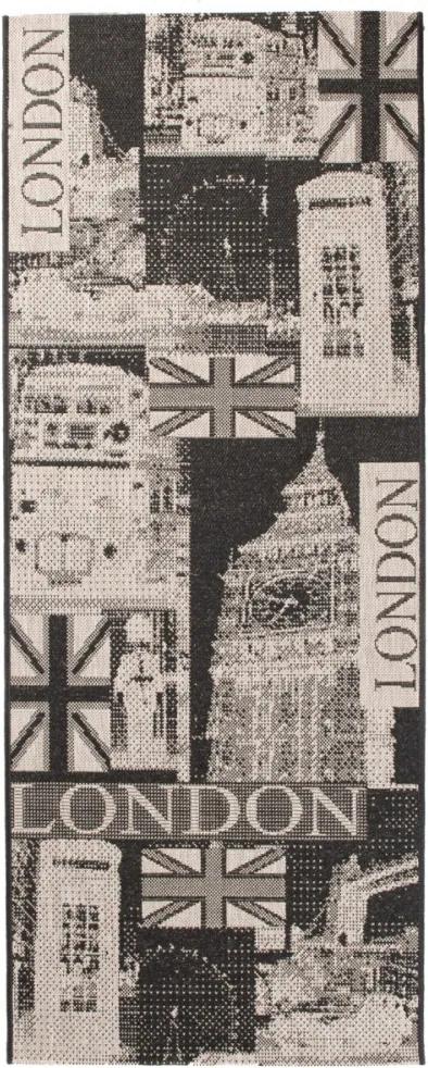 Kusový koberec Londýn čierny atyp, Velikosti 80x200cm