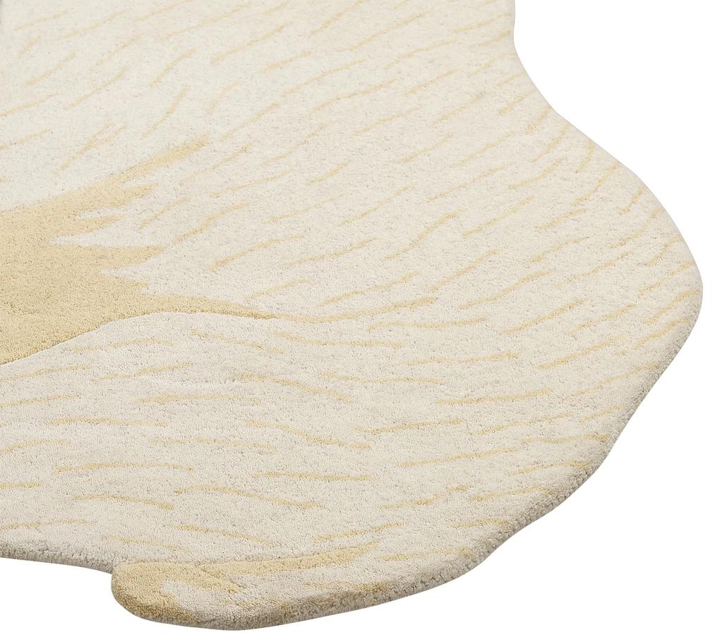 Vlnený detský koberec v tvare ľadového medveďa 100 x 160 cm biely IOREK Beliani