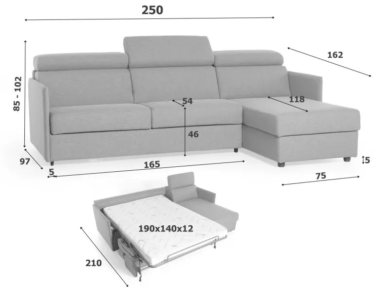 Rohová rozkladacia sedacia súprava na každodenné spanie TAVOLA MINI, sivá (penelope 22)