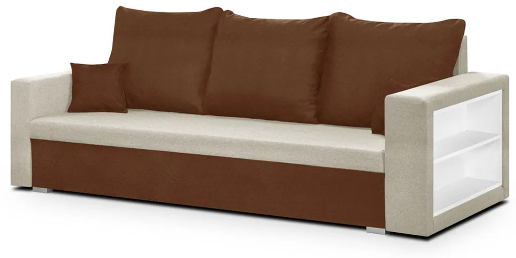 Pohovka pre 3 osoby s funkciou spania SAMI Světle hnědá/krémová