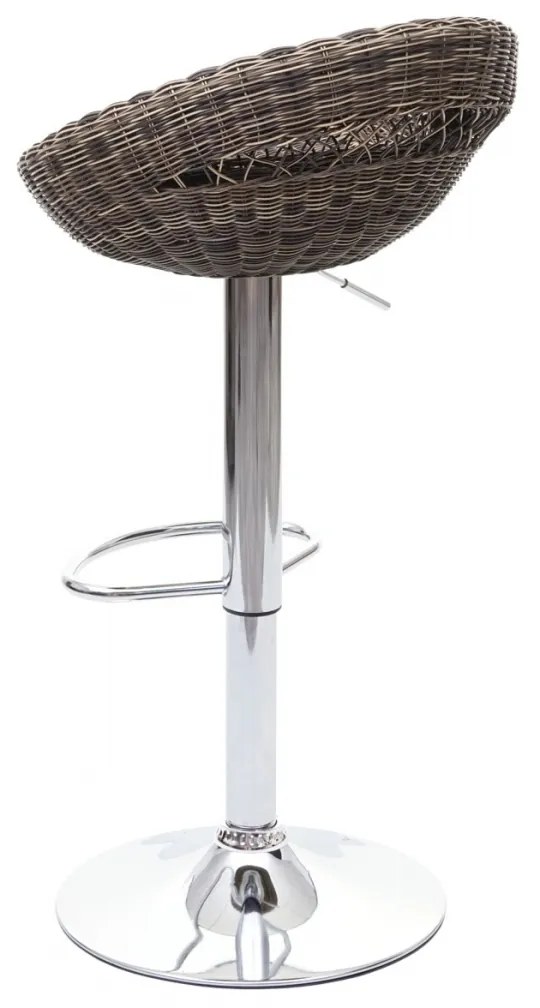2x Barová stoličkaHWC-G26, polyratan / chróm - hnedá